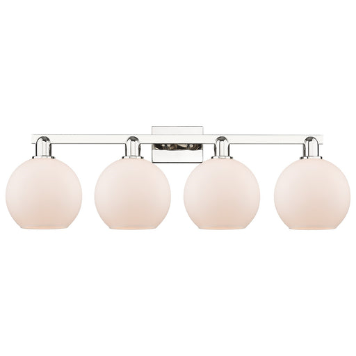 Innovations Athens 35in 4-Light Bath Vanity Light | Industrial Polished Nickel and Matte White Glass | Bathroom Vanity | Model 716-4W-PN-G121-8