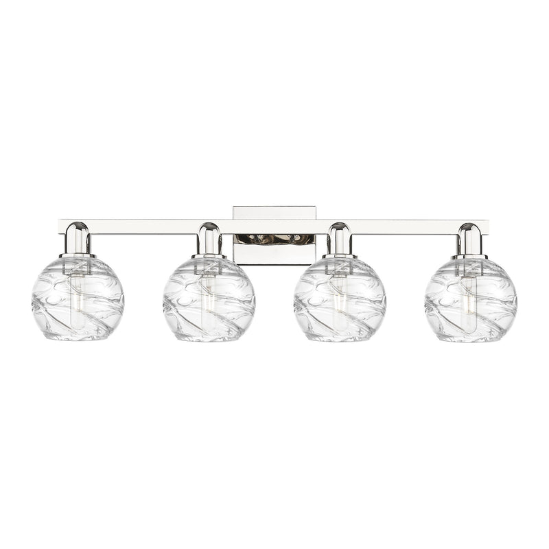 Innovations Athens Deco Swirl 36in 4-Light Bath Vanity Light | Industrial Polished Nickel Steel and Clear Glass | Bathroom | Model 716-4W-PN-G1213-6CL
