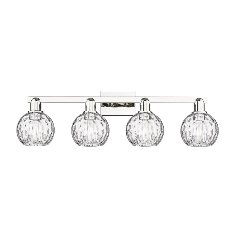 Innovations Athens Water Glass 33in 4-Light Bath Vanity Light | Industrial Polished Nickel and Clear Water Glass | Bathroom | Model 716-4W-PN-G1215-6