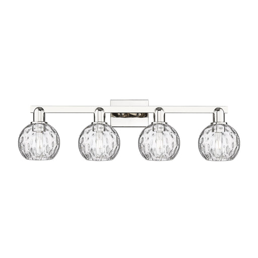 Innovations Athens Water Glass 33in 4-Light Bath Vanity Light | Industrial Polished Nickel and Clear Water Glass | Bathroom | Model 716-4W-PN-G1215-6