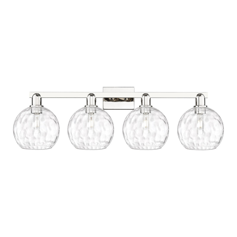 Innovations Athens Water Glass 35in 4-Light Bath Vanity Light | Industrial Polished Nickel and Clear Glass | Bathroom Vanity | Model 716-4W-PN-G1215-8