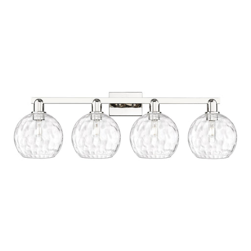 Innovations Athens Water Glass 35in 4-Light Bath Vanity Light | Industrial Polished Nickel and Clear Glass | Bathroom Vanity | Model 716-4W-PN-G1215-8