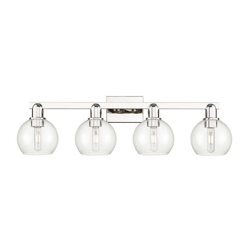 Innovations Athens 33in 4-Light Bath Vanity | Industrial Polished Nickel Steel and Clear Glass | Bathroom Vanity Light | Model 716-4W-PN-G122-6