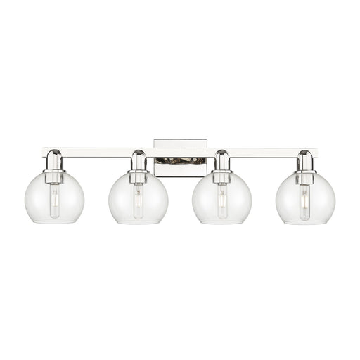 Innovations Athens 33in 4-Light Bath Vanity | Industrial Polished Nickel Steel and Clear Glass | Bathroom Vanity Light | Model 716-4W-PN-G122-6