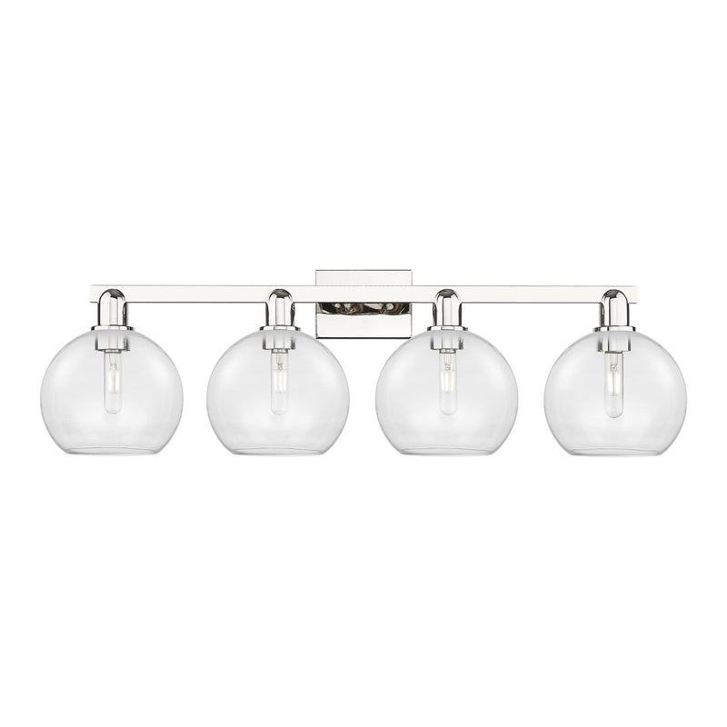 Innovations Athens 35in 4-Light Bath Vanity Light | Industrial Polished Nickel Steel and Clear Glass | Bathroom Vanity | Model 716-4W-PN-G122-8