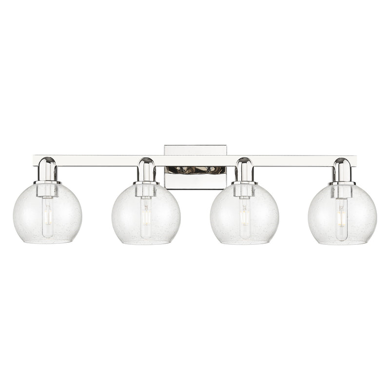 Innovations Athens 33in 4-Light Bath Vanity | Industrial Polished Nickel Steel and Seedy Glass | Bathroom Vanity Light | Model 716-4W-PN-G124-6