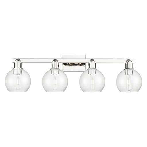 Innovations Athens 33in 4-Light Bath Vanity | Industrial Polished Nickel Steel and Seedy Glass | Bathroom Vanity Light | Model 716-4W-PN-G124-6