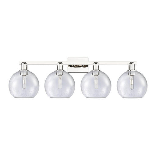 Innovations Athens 35in 4-Light Bath Vanity Light | Industrial Polished Nickel Steel and Seedy Glass | Bathroom Vanity | Model 716-4W-PN-G124-8