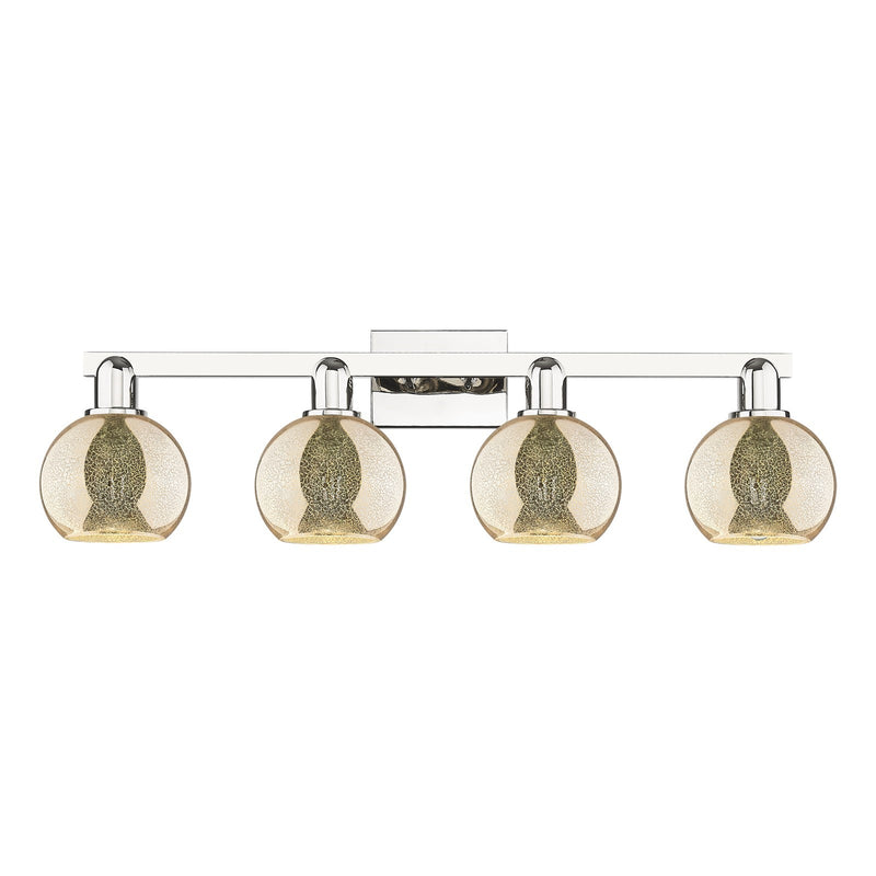 Innovations Athens 33in 4-Light Bath Vanity | Industrial Polished Nickel and Mercury Glass | Bathroom Vanity Light | Model 716-4W-PN-G128-6