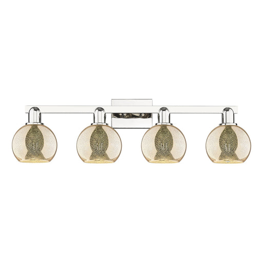 Innovations Athens 33in 4-Light Bath Vanity | Industrial Polished Nickel and Mercury Glass | Bathroom Vanity Light | Model 716-4W-PN-G128-6