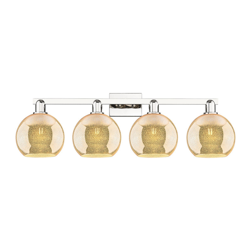 Innovations Athens 35in 4-Light Bath Vanity Light | Industrial Polished Nickel and Mercury Glass | Bathroom Vanity & Powder Room | Model 716-4W-PN-G128-8