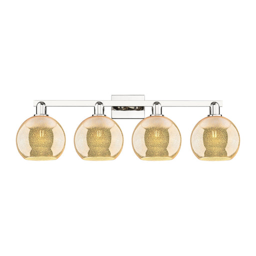 Innovations Athens 35in 4-Light Bath Vanity Light | Industrial Polished Nickel and Mercury Glass | Bathroom Vanity & Powder Room | Model 716-4W-PN-G128-8