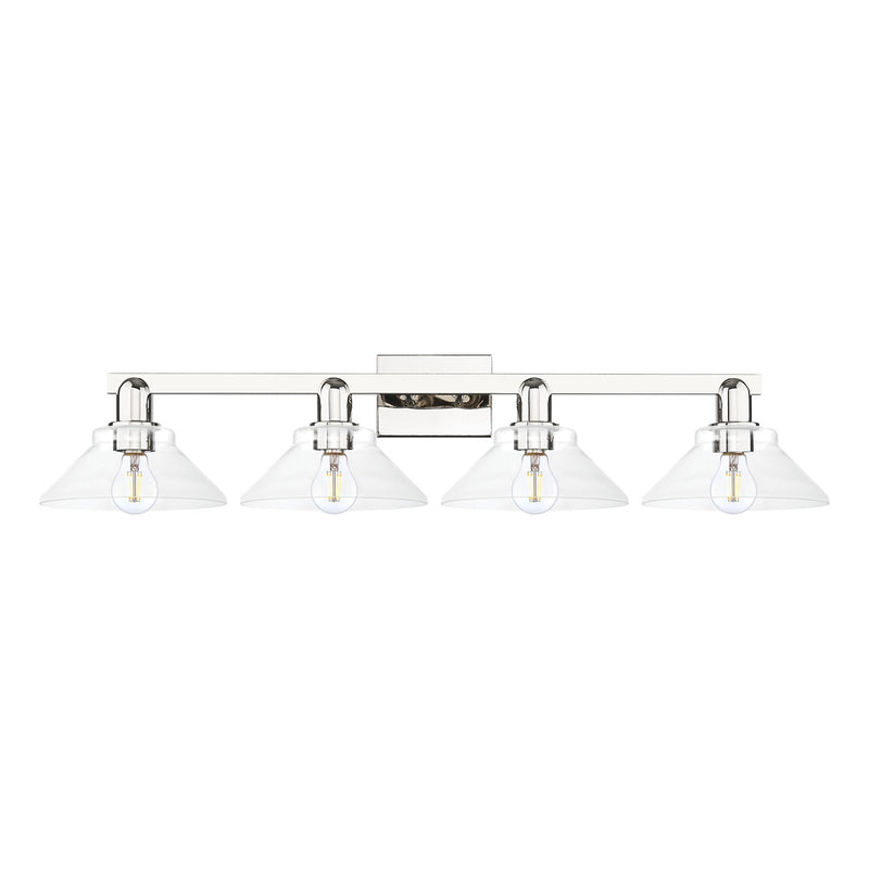 Innovations Orwell 35in 4-Light Bath Vanity Light | Industrial Polished Nickel and Clear Glass | Bathroom Vanity | Model 716-4W-PN-G132