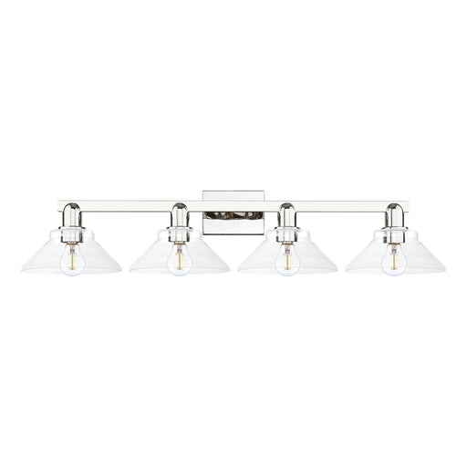Innovations Orwell 35in 4-Light Bath Vanity Light | Industrial Polished Nickel and Clear Glass | Bathroom Vanity | Model 716-4W-PN-G132