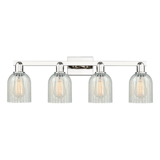Innovations Caledonia 32in 4-Light Bath Vanity Light | Industrial Polished Nickel and Mouchette Glass | Bathroom Vanity | Model 716-4W-PN-G2511