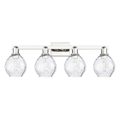 Innovations Waverly 33in 4-Light Bath Vanity Light | Industrial Polished Nickel Steel and Clear Glass | Damp-Rated Bathroom Vanity | Model 716-4W-PN-G362