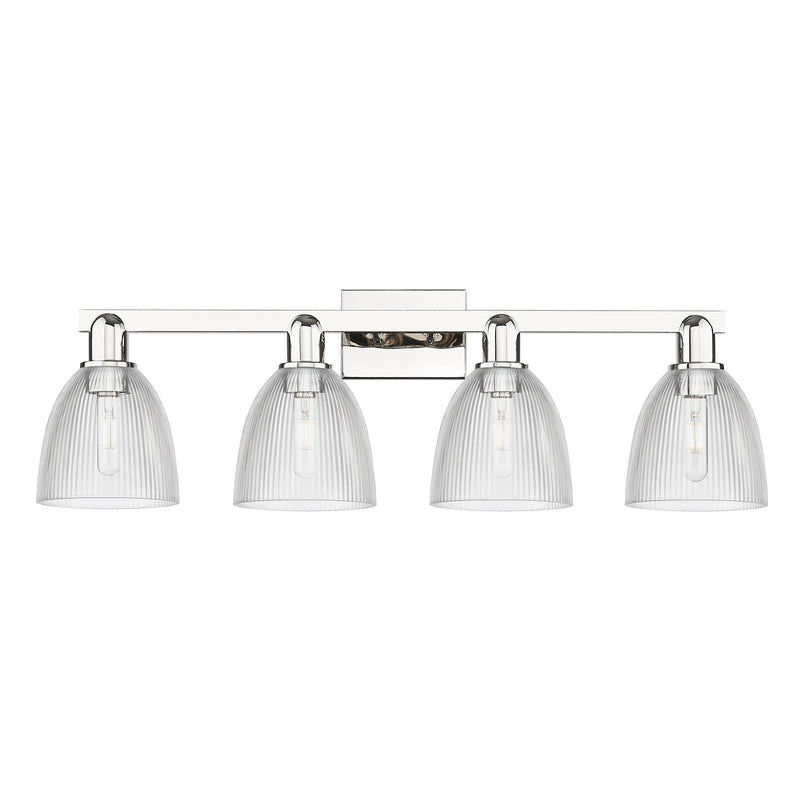 Innovations Castile 33in 4-Light Bath Vanity Light | Industrial Polished Nickel and Clear Glass | Bathroom Vanity | Model 716-4W-PN-G382