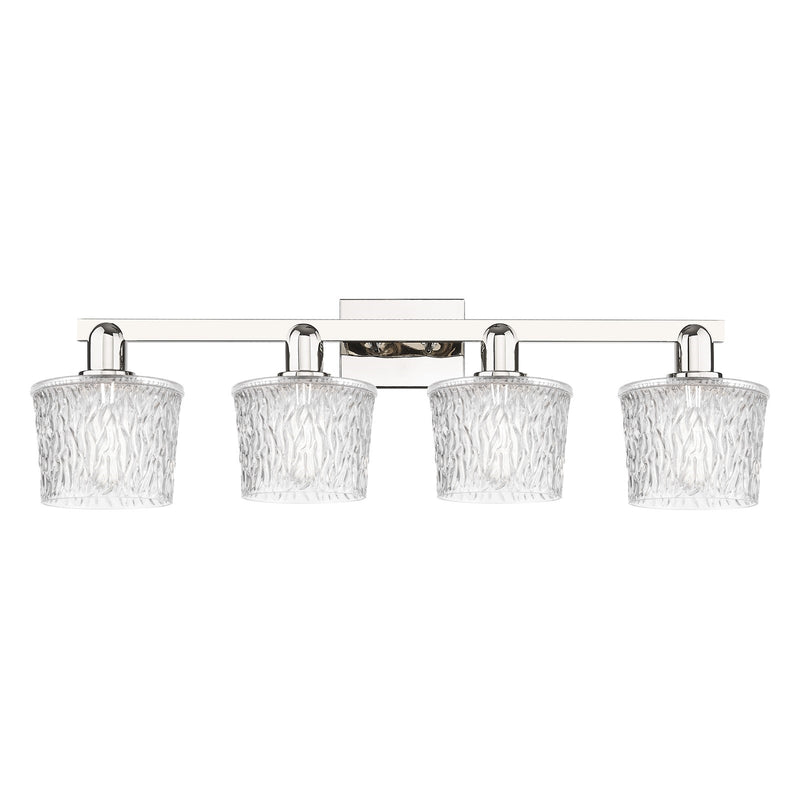 Innovations Niagara 34in 4-Light Bath Vanity Light | Industrial Polished Nickel Steel and Clear Glass | Bathroom Vanity | Model 716-4W-PN-G402