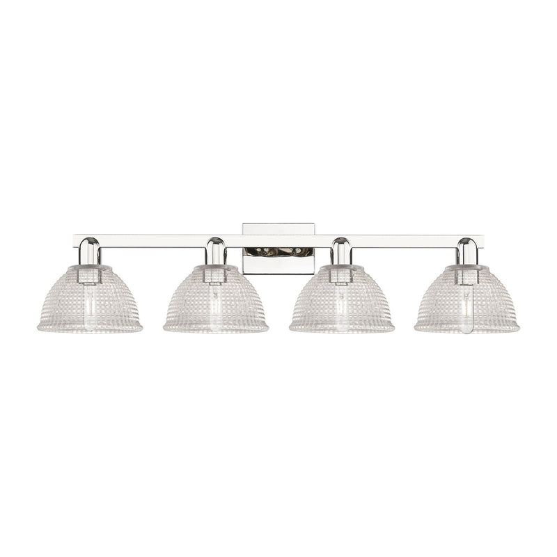 Innovations Arietta 35in 4-Light Bath Vanity Light | Industrial Polished Nickel Steel and Clear Glass Dome Shade | Bathroom Vanity | Model 716-4W-PN-G422