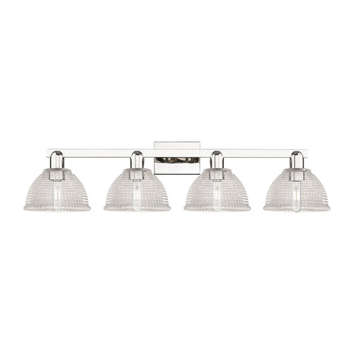 Innovations Arietta 35in 4-Light Bath Vanity Light | Industrial Polished Nickel Steel and Clear Glass Dome Shade | Bathroom Vanity | Model 716-4W-PN-G422