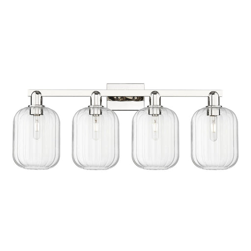 Innovations Preston 4Lt 36" Jar Bath, Polished Nickel/Clear - 716-4W-PN-G460-7CL