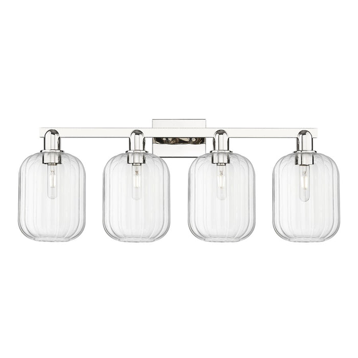 Innovations Preston 4Lt 36" Jar Bath, Polished Nickel/Clear - 716-4W-PN-G460-7CL