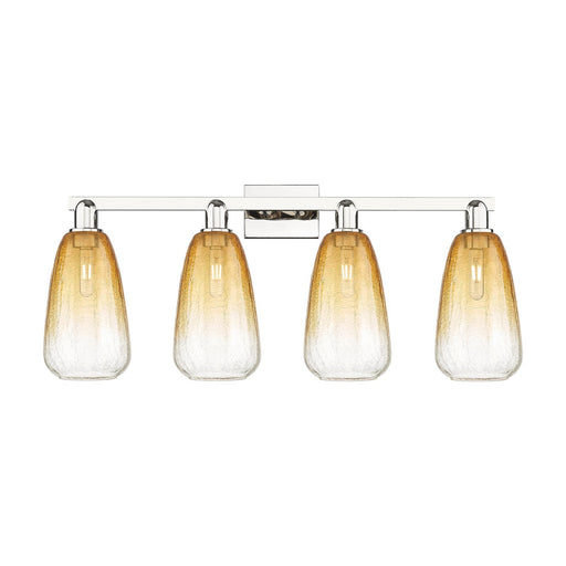 Innovations Brookhaven Almond 33in 4-Light Bath Vanity Light | Industrial Polished Nickel and Amber Glass | Bathroom Vanity | Model 716-4W-PN-G480-6AM