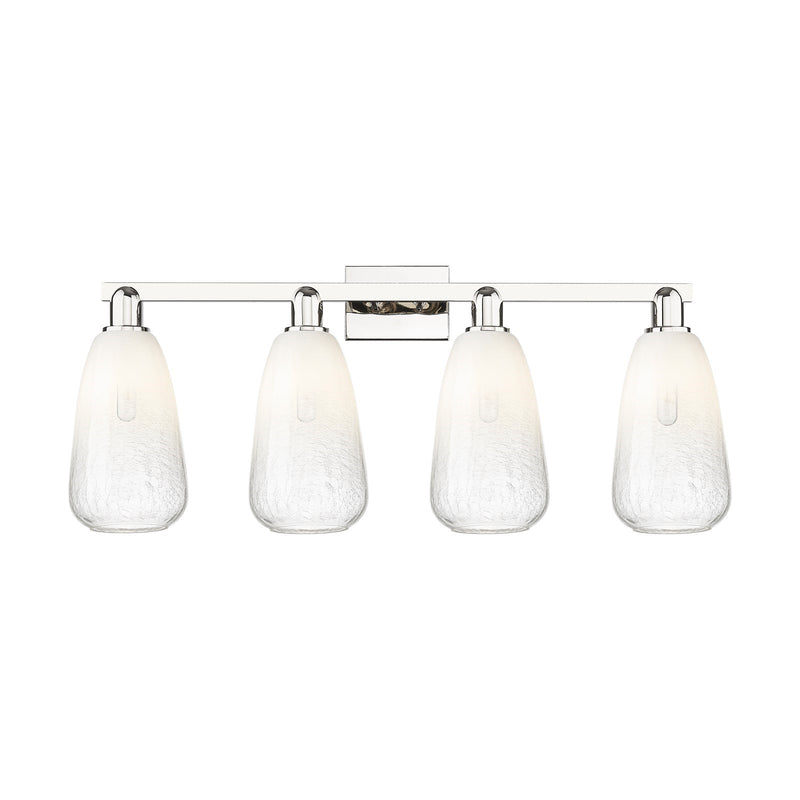 Innovations Brookhaven Almond 33in 4-Light Bath Vanity Light | Industrial Polished Nickel and Opal Glass | Bathroom Vanity | Model 716-4W-PN-G480-6OP