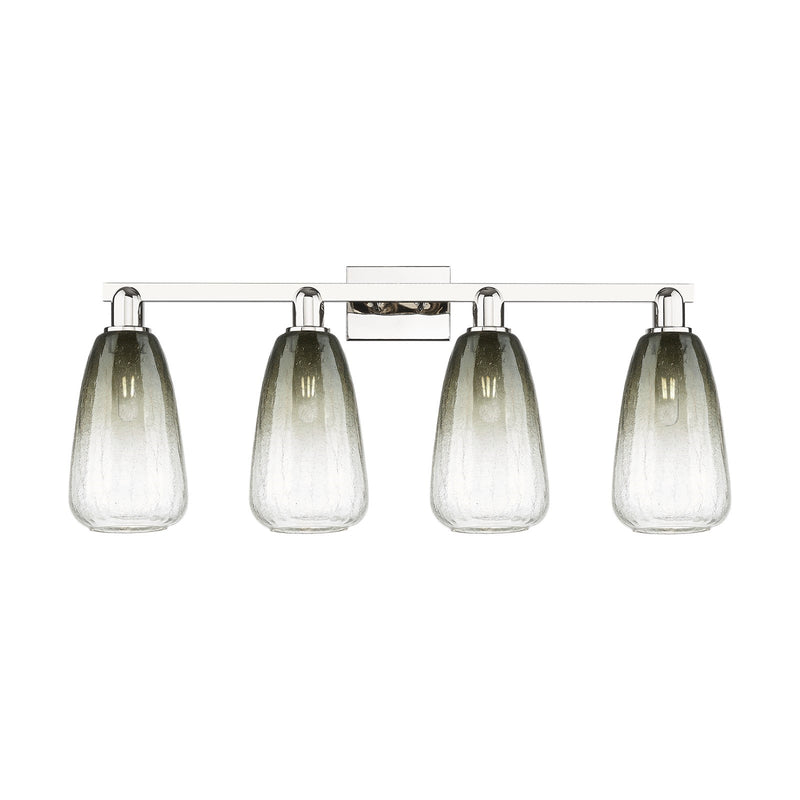 Innovations Brookhaven Almond 33in 4-Light Bath Vanity Light | Industrial Polished Nickel and Slate Glass | Bathroom Vanity | Model 716-4W-PN-G480-6SL
