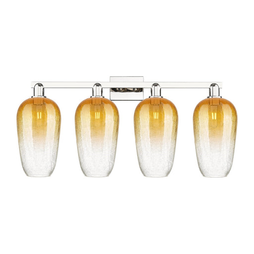 Innovations Brookhaven Flute 34in 4-Light Bath Vanity | Industrial Polished Nickel and Amber Glass | Bathroom Vanity Light | Model 716-4W-PN-G484-7AM