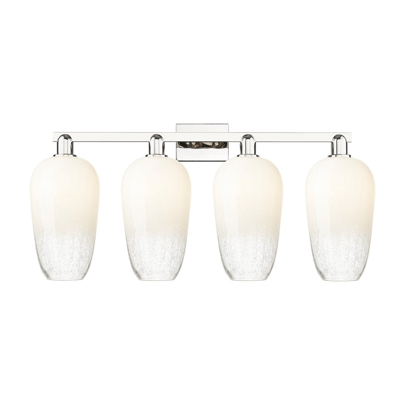 Innovations Brookhaven Flute 34in 4-Light Bath Vanity | Industrial Modern Polished Nickel and Opal Glass | Bathroom Vanity | Model 716-4W-PN-G484-7OP