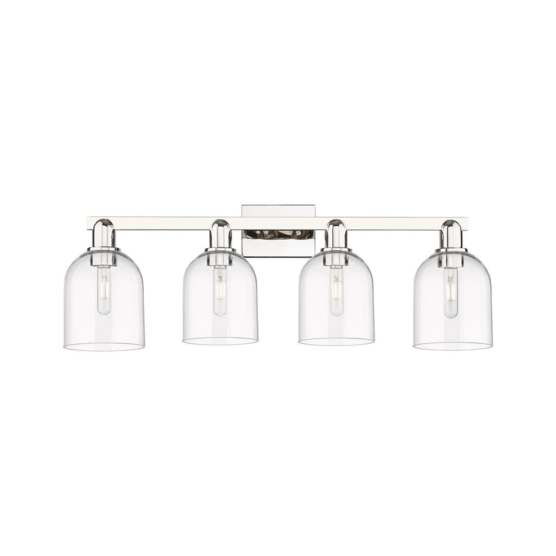 Innovations Bella 33in 4-Light Bath Vanity Light | Industrial Modern Polished Nickel and Clear Glass | Bathroom Vanity | Model 716-4W-PN-G558-6CL