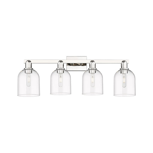 Innovations Bella 33in 4-Light Bath Vanity Light | Industrial Modern Polished Nickel and Clear Glass | Bathroom Vanity | Model 716-4W-PN-G558-6CL