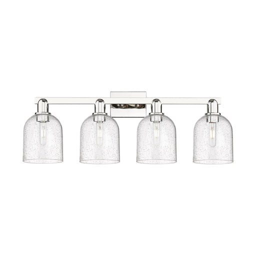 Innovations Bella 33in 4-Light Bath Vanity | Industrial Polished Nickel Steel and Seedy Glass | Bathroom Vanity Light | Model 716-4W-PN-G558-6SDY