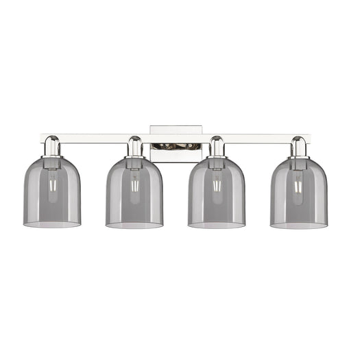 Innovations Bella 33in 4-Light Bath Vanity | Industrial Polished Nickel and Light Smoke Glass | Bathroom Vanity Light | Model 716-4W-PN-G558-6SM