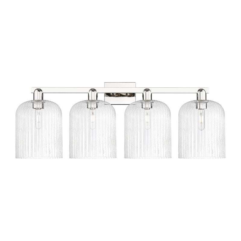Innovations Bridal Veil 35in 4-Light Bath Vanity Light | Industrial Polished Nickel and Seedy Glass | Bathroom Vanity | Model 716-4W-PN-G559-8SDY