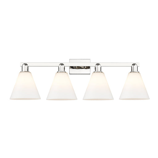 Innovations Berkshire Glass 35in 4-Light Bath Vanity Light | Industrial Polished Nickel and Matte White Cased Glass | Bathroom | Model 716-4W-PN-GBC-81