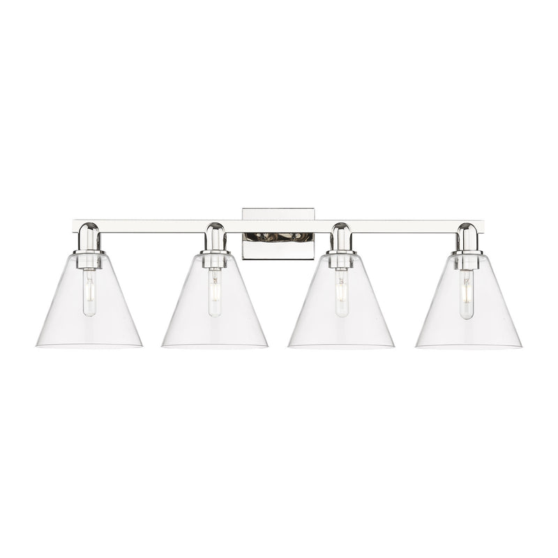 Innovations Berkshire Glass 35in 4-Light Bath Vanity Light | Industrial Polished Nickel Steel and Clear Glass | Bathroom Vanity & | Model 716-4W-PN-GBC-82