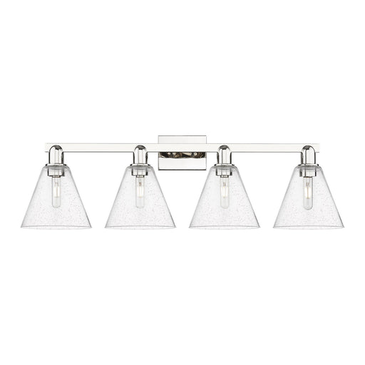 Innovations Berkshire Glass 35in 4-Light Bath Vanity Light | Industrial Polished Nickel and Seedy Glass | Bathroom Vanity | Model 716-4W-PN-GBC-84