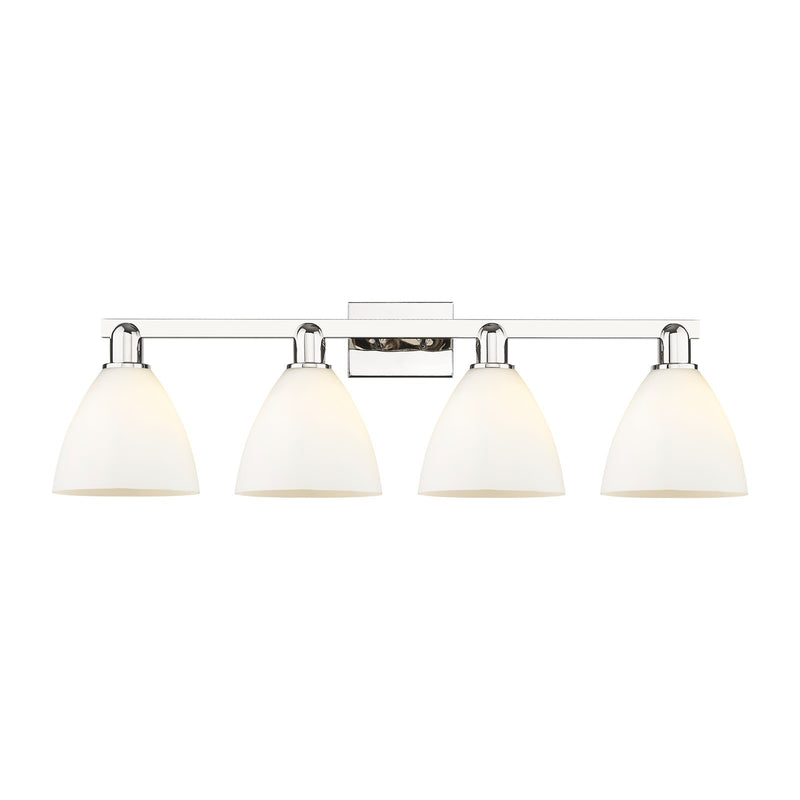 Innovations Bristol 34.5in 4-Light Bath Vanity Light | Industrial Polished Nickel and Matte White Glass | Bathroom Vanity | Model 716-4W-PN-GBD-751