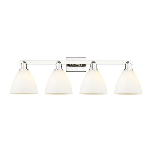 Innovations Bristol 34.5in 4-Light Bath Vanity Light | Industrial Polished Nickel and Matte White Glass | Bathroom Vanity | Model 716-4W-PN-GBD-751