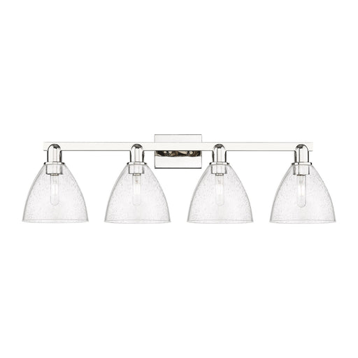 Innovations Bristol 34.5in 4-Light Bath Vanity | Industrial Polished Nickel Steel and Seedy Glass Dome Shades | Bathroom Vanity | Model 716-4W-PN-GBD-754