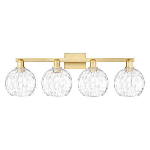 Innovations Athens Water Glass 35in 4-Light Bath Vanity | Industrial Satin Gold Steel and Clear Glass | Bathroom Vanity | Model 716-4W-SG-G1215-8