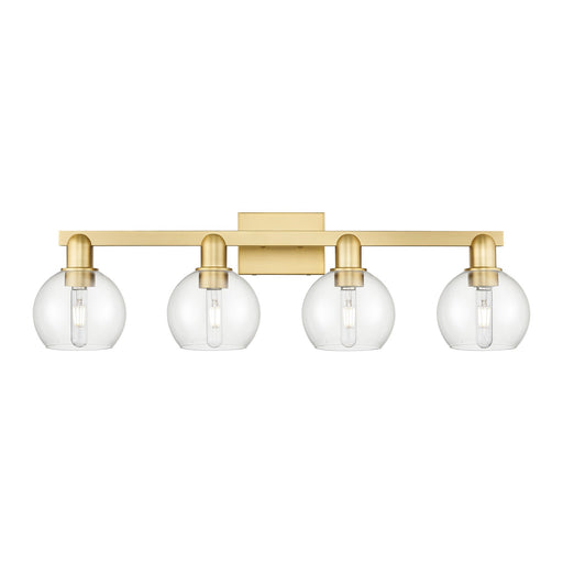 Innovations Athens 33in 4-Light Bath Vanity Light | Industrial Satin Gold Steel and Clear Glass | Bathroom Vanity | Model 716-4W-SG-G122-6