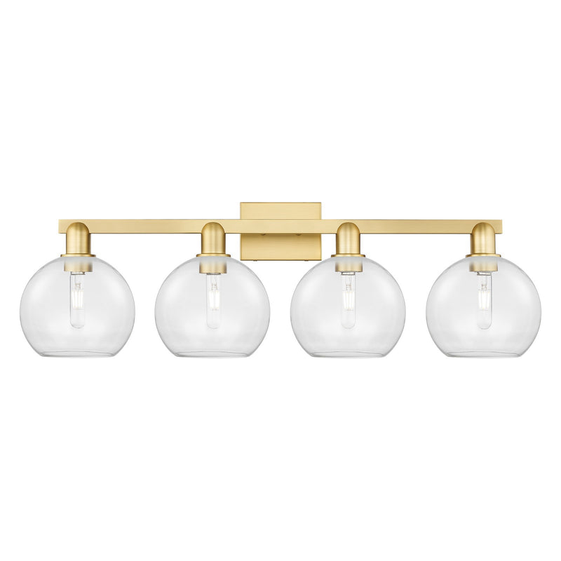 Innovations Athens 35in 4-Light Bath Vanity Light | Industrial Satin Gold Steel and Clear Glass | Bathroom Vanity & Powder Room | Model 716-4W-SG-G122-8