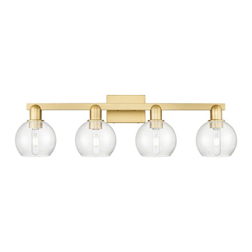 Innovations Athens 33in 4-Light Bath Vanity Light | Industrial Satin Gold Steel and Seedy Glass | Bathroom Vanity & Powder Room | Model 716-4W-SG-G124-6