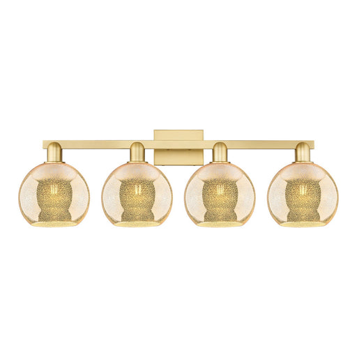 Innovations Athens 35in 4-Light Bath Vanity Light | Industrial Satin Gold and Mercury Glass | Bathroom & Entryway Vanity | Model 716-4W-SG-G128-8