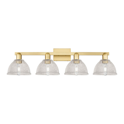 Innovations Arietta 35in 4-Light Bath Vanity Light | Satin Gold Steel and Cast Brass with Clear Glass Shades | Bathroom Vanity | Model 716-4W-SG-G422