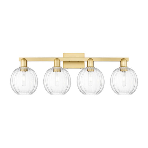 Innovations Preston 4Lt 36" Globe Bath Light, Gold/Clear - 716-4W-SG-G458-7CL