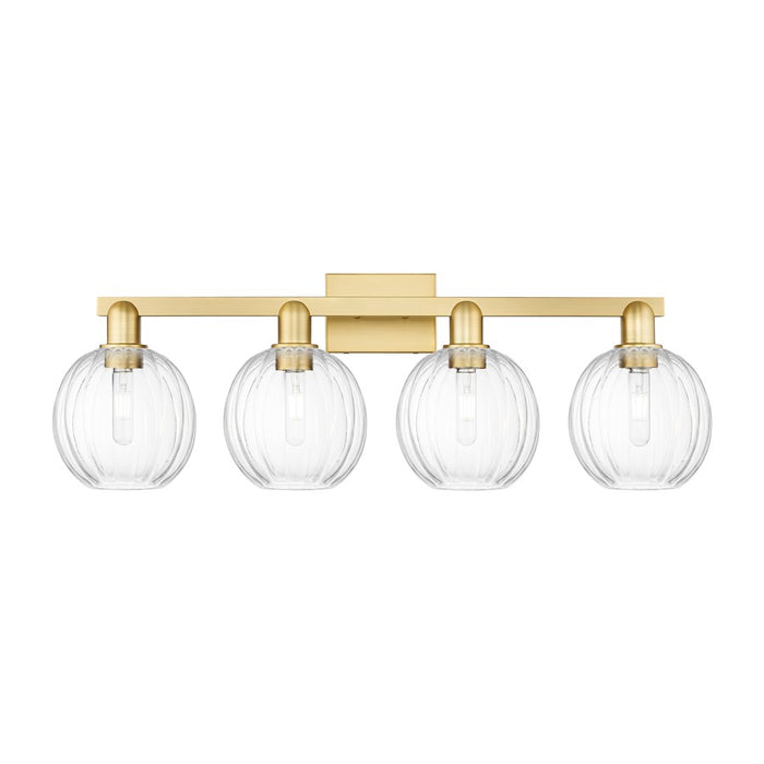 Innovations Preston 4Lt 36" Globe Bath Light, Gold/Clear - 716-4W-SG-G458-7CL